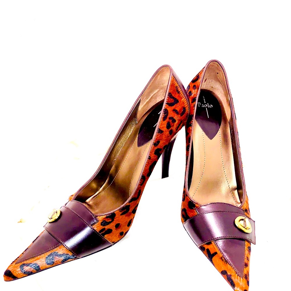 Paolo Leopard fur 4” heels